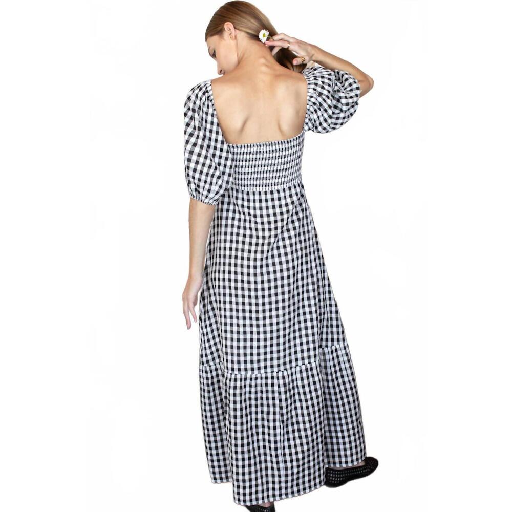 NEW EMERSON FRY santiago 3 maxi dress in black/white large check - Picture 3 of 5
